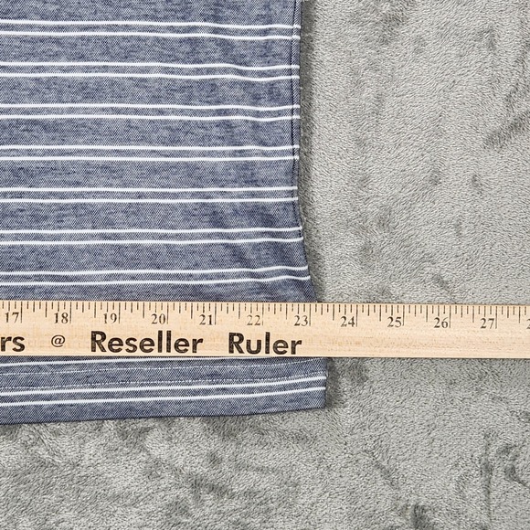 Criquet Polo Shirt Mens Large Blue White Striped Pocket Golf Casual Comfort - Picture 9 of 10